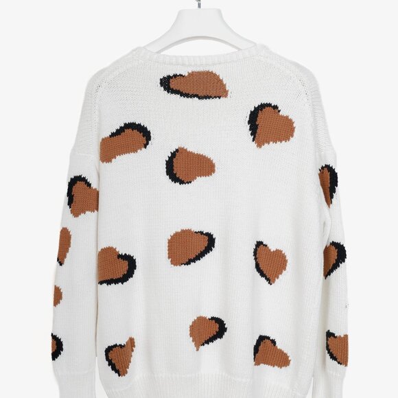 Luisa Cerano Cream Brown Animal Heart Print Pullover - Picture 3 of 11